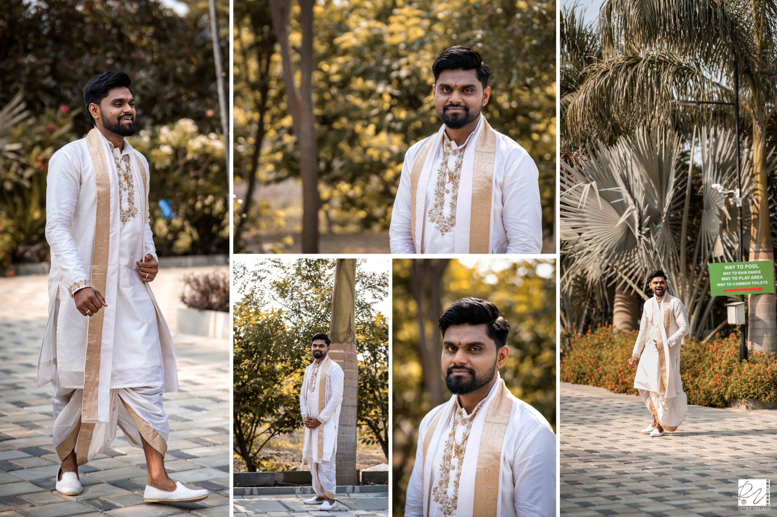 Groom dressed in traditional wedding attire, standing confidently and exuding charm and elegance.