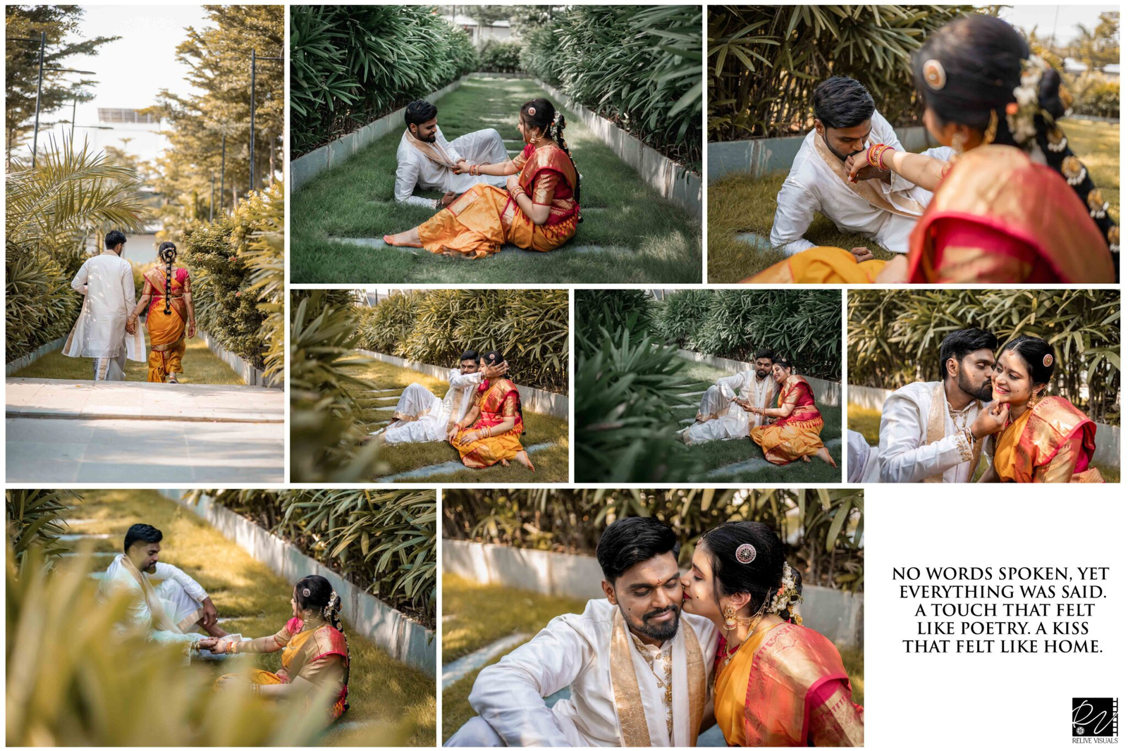 Bride and groom sharing cute moments — the groom kisses her hand while they gaze lovingly into each other’s eyes.
