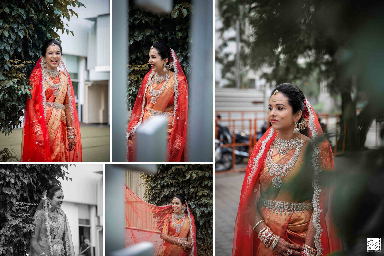 Close-up portrait of a radiant bride in traditional attire, adorned with elegant jewelry and a warm, graceful smile.