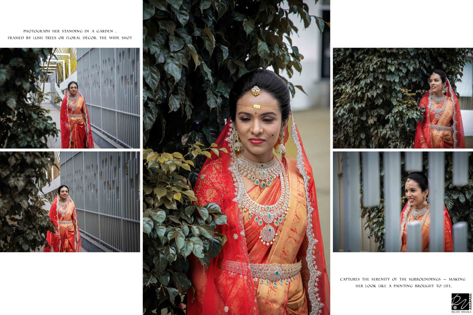 Close-up portrait of a bride smiling softly, adorned in traditional bridal jewelry and makeup.