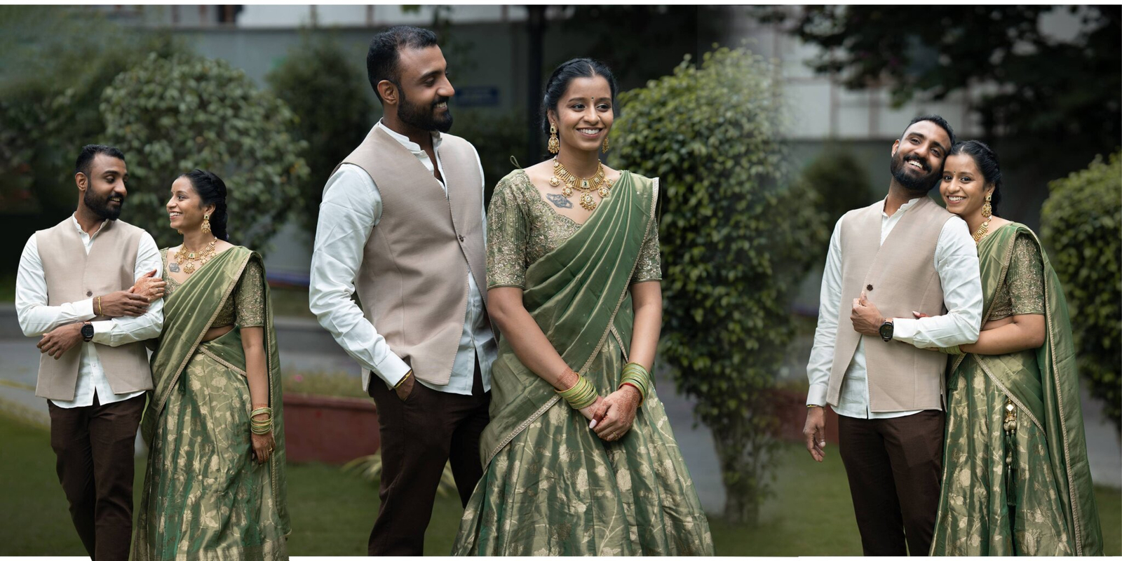 Elegant portrait of the bride and groom standing together, capturing their love, style, and connection in a timeless frame.